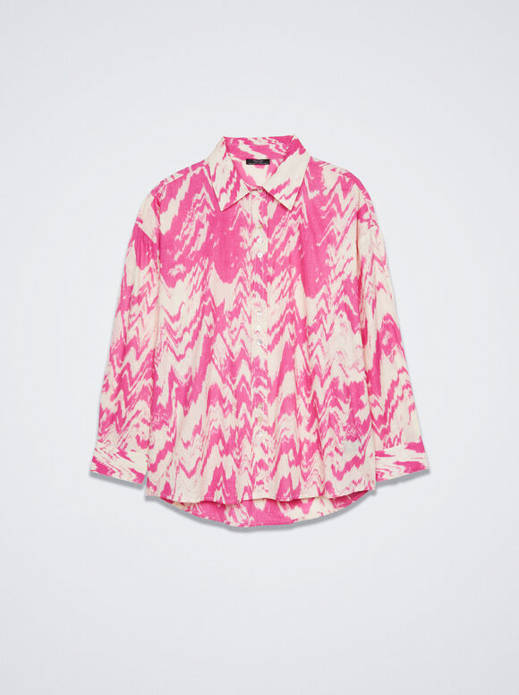 Camisa de algodão estampada - Rosa