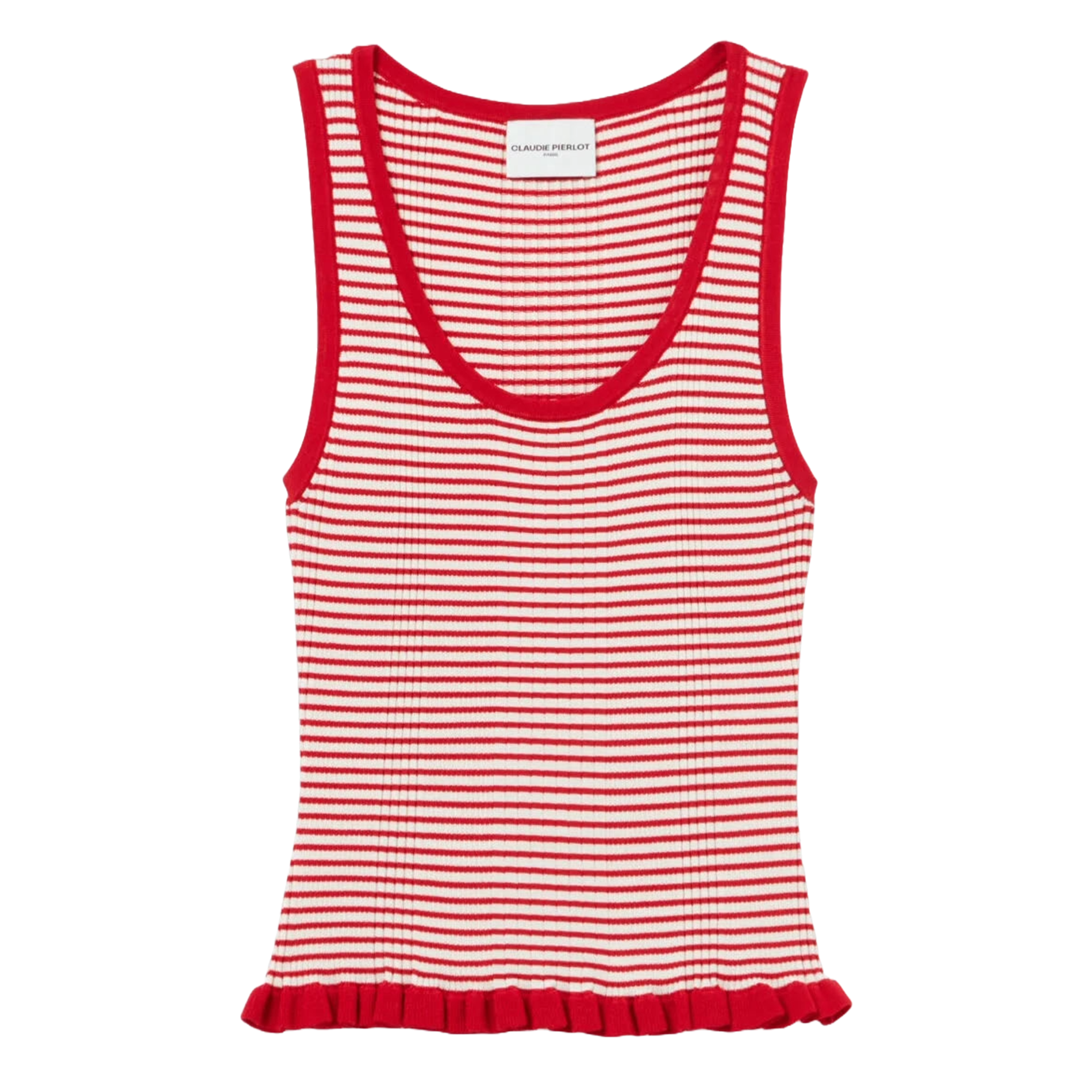 Débardeur rayé maille fine | Rouge