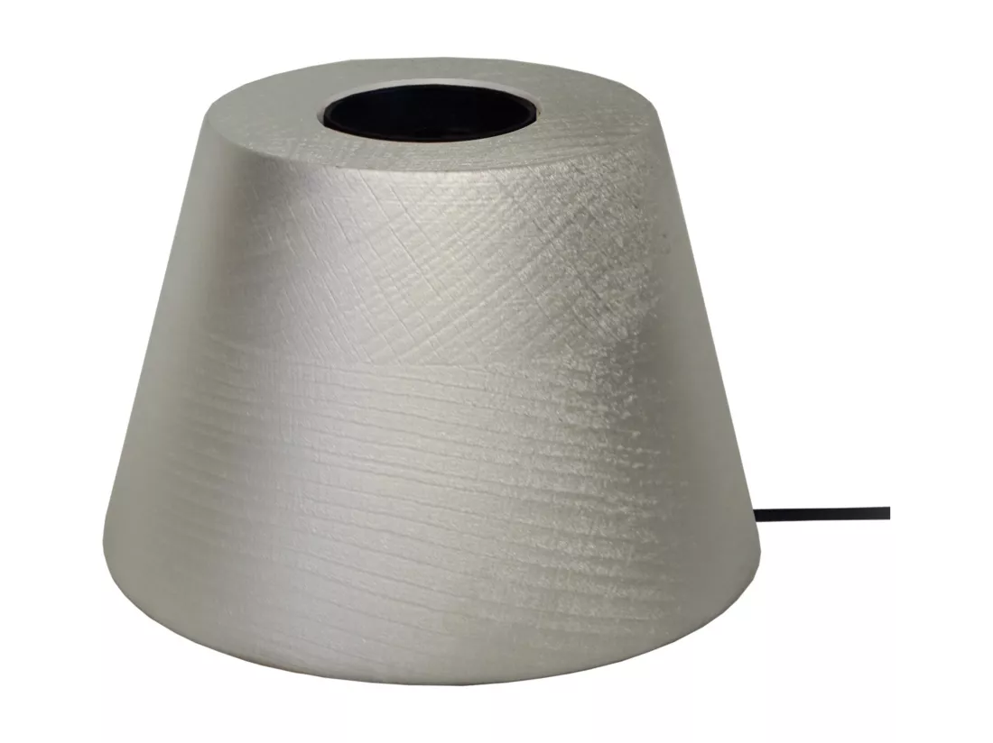 Pied de lampe conique bois aluminium 7,5 cm.