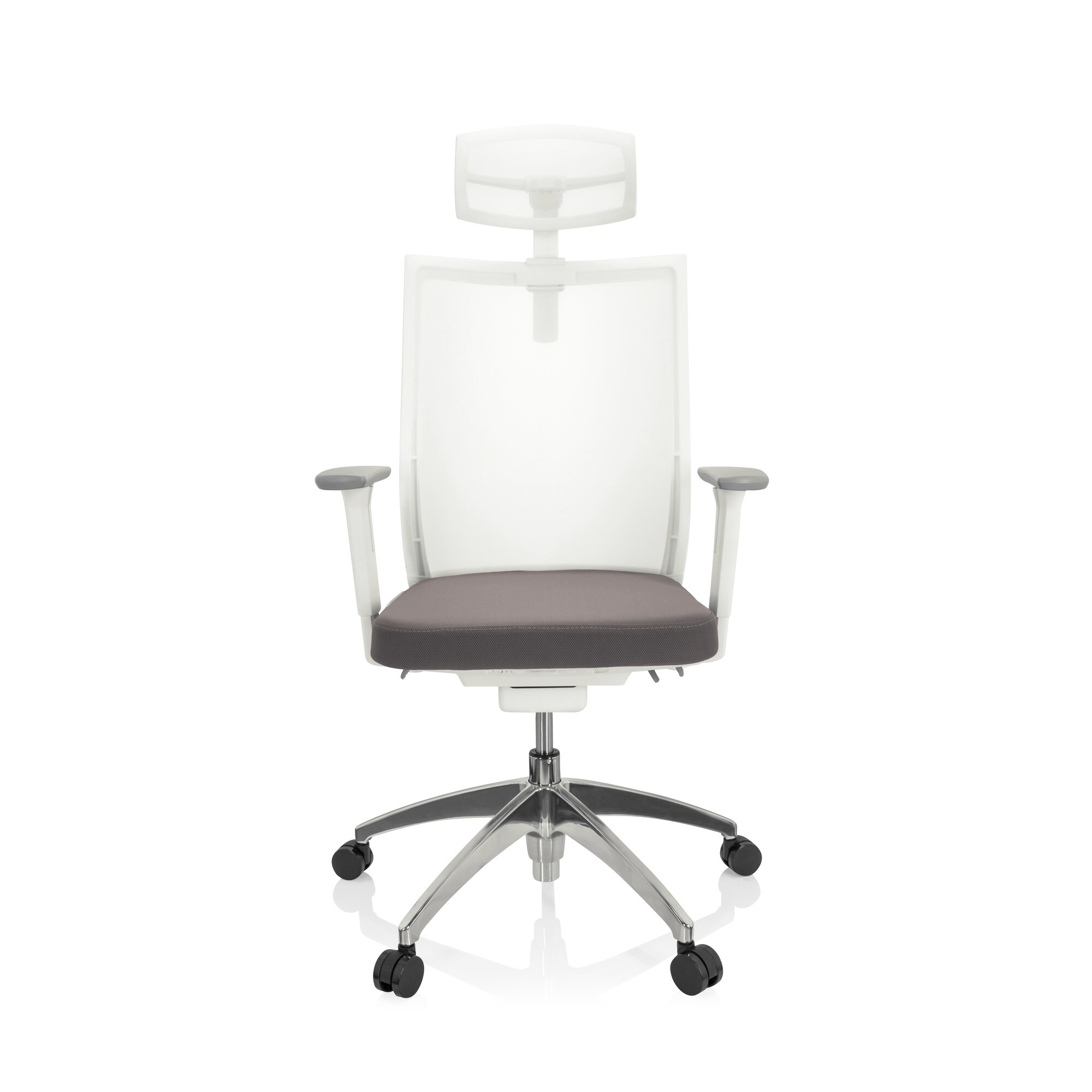 Profi Bürostuhl ASPEN WHITE PRO Stoff/Netzstoff mit Armlehnen (höhenverstellbar) hjh OFFICE