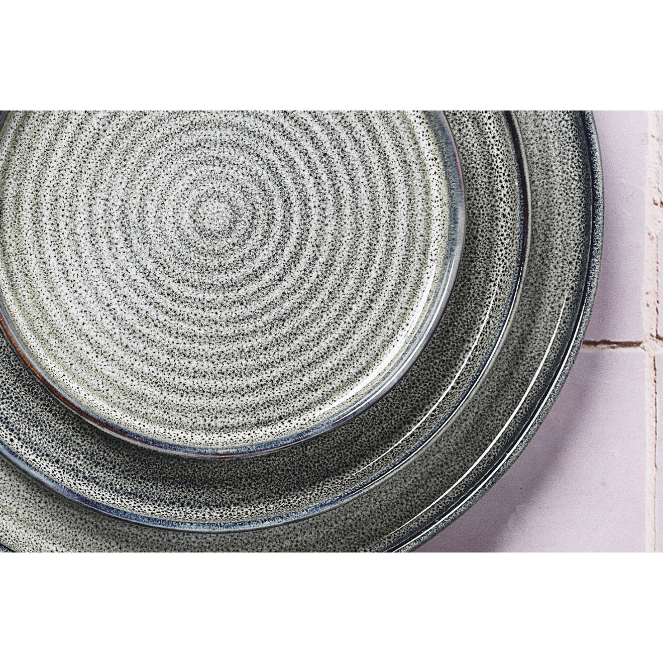 Bjorn 6 Assiettes en Grès Zen gris/bleu - D.17 cm