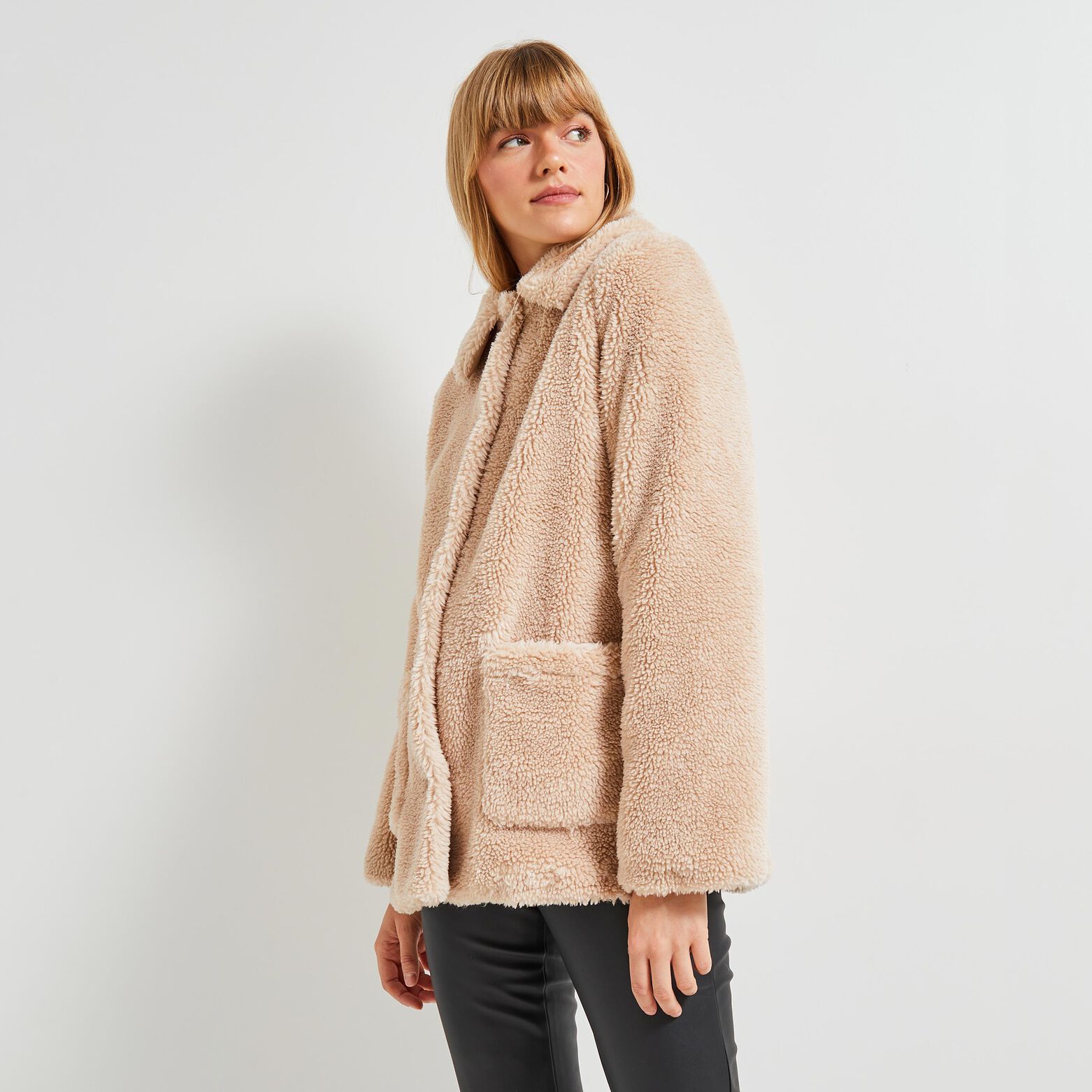 Manteau effet mouton femme