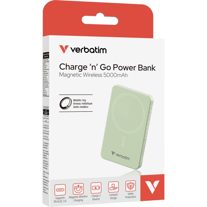 Verbatim Charge 'n' Go Essentials 5000 mAh Recharge sans fil Vert