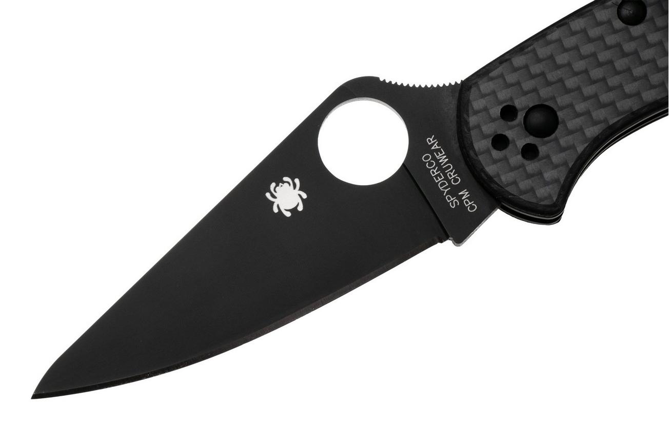 Spyderco Delica 4 Black TiCN CPM CruWear C11CFPBK Carbon Fiber, Sprint Run zakmes