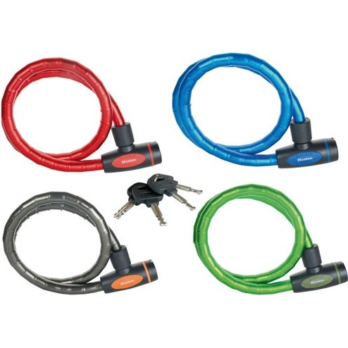 Câble antivol - articulé - à clé - 1 m x 18 mm - 4 clés - coloris assortis