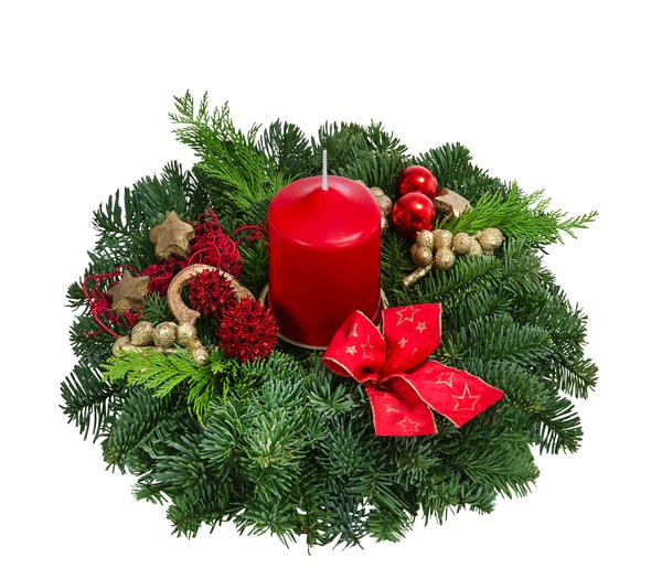 Adventsgesteck, rot, ca. Ø30/H15 cm