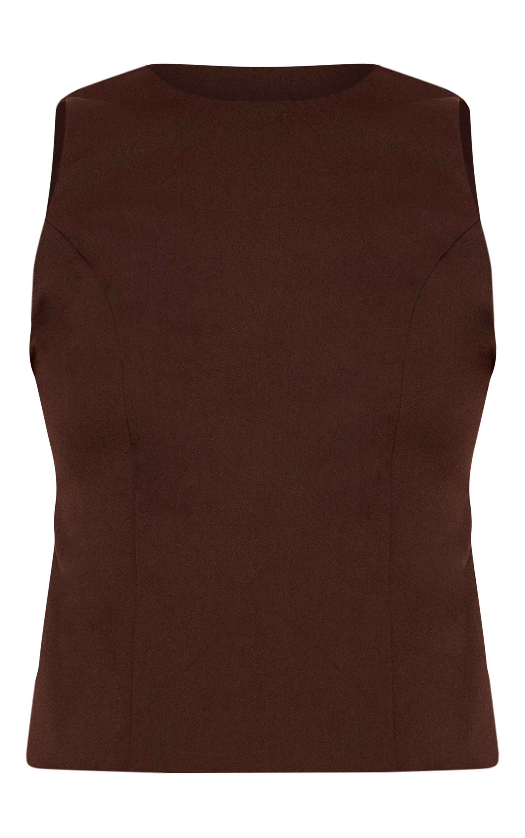 Marron Foncé Haut Tissé Avec Lien Au Dos