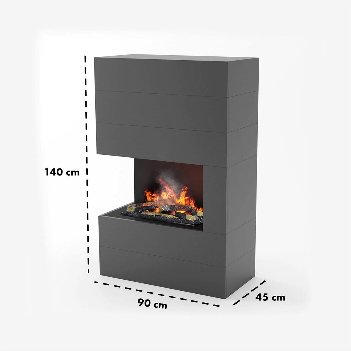 GLOW FIRE Elektrische haard 'Tucholsky Left Corner' | Waterdamphaard met OMC 600 inclusief hout in zwart | HxBxD: 140x90x45 cm