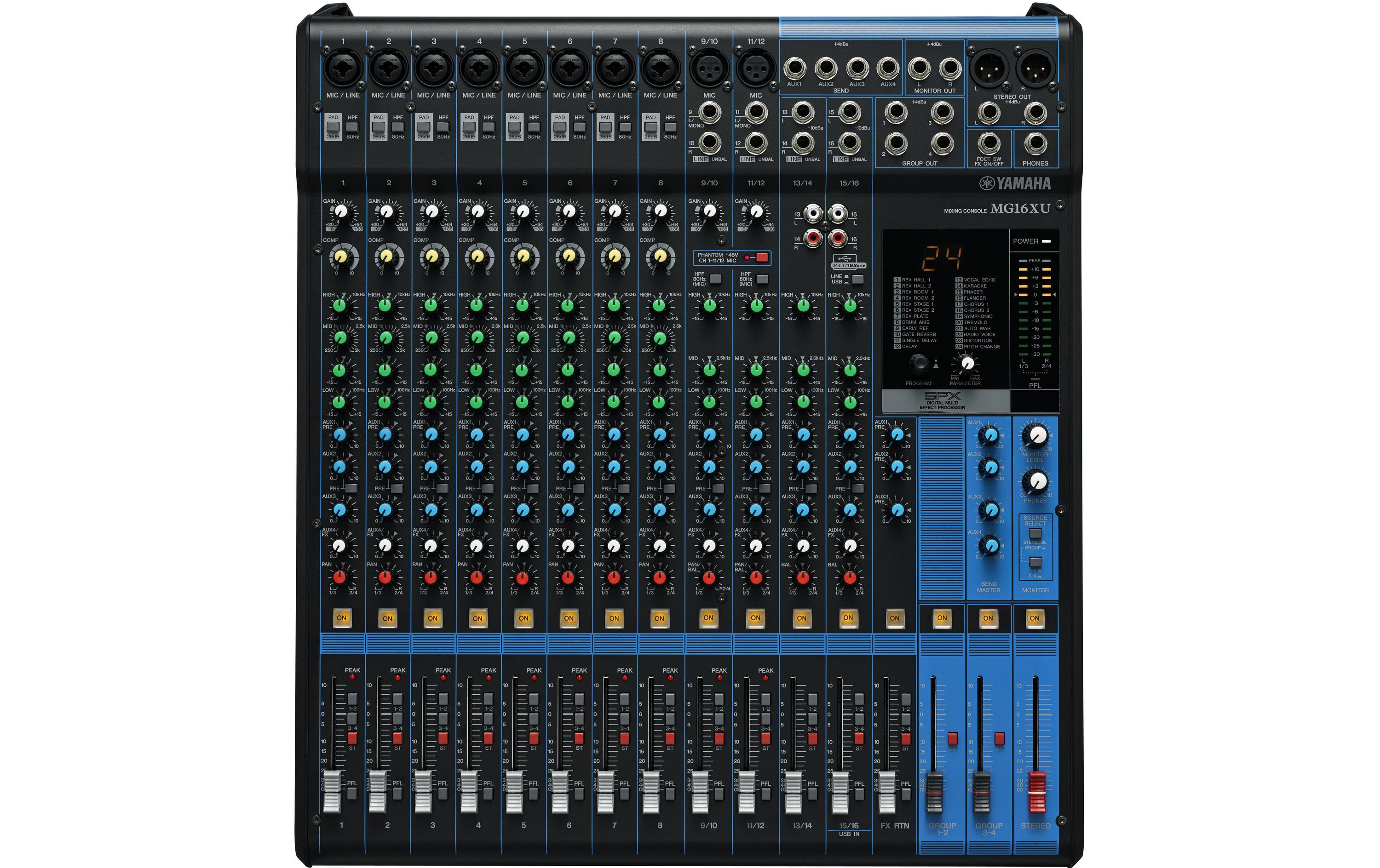 Mischpult MG16XU - 16-Kanal, analog<br>12-Kanal-Analogmixer mit Effektsektion und USB-Audiointerface