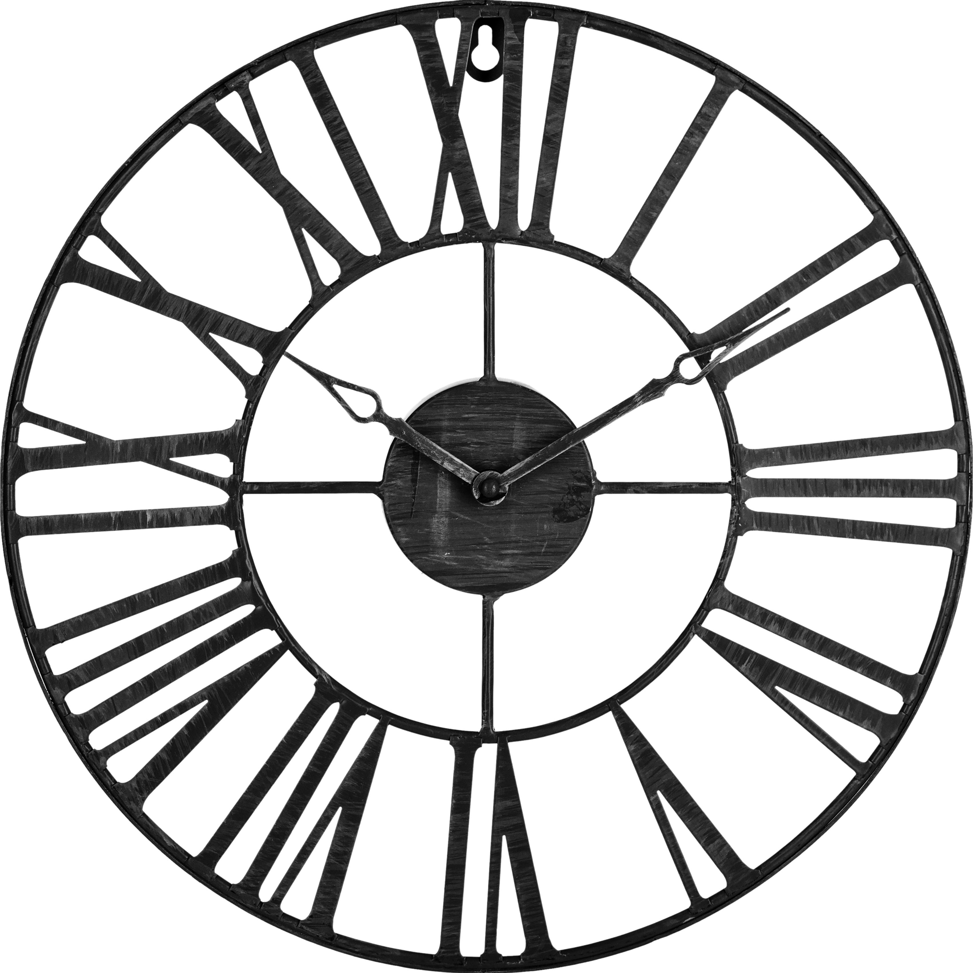 Horloge murale vintage métal chiffres romains noire D 36.5cm