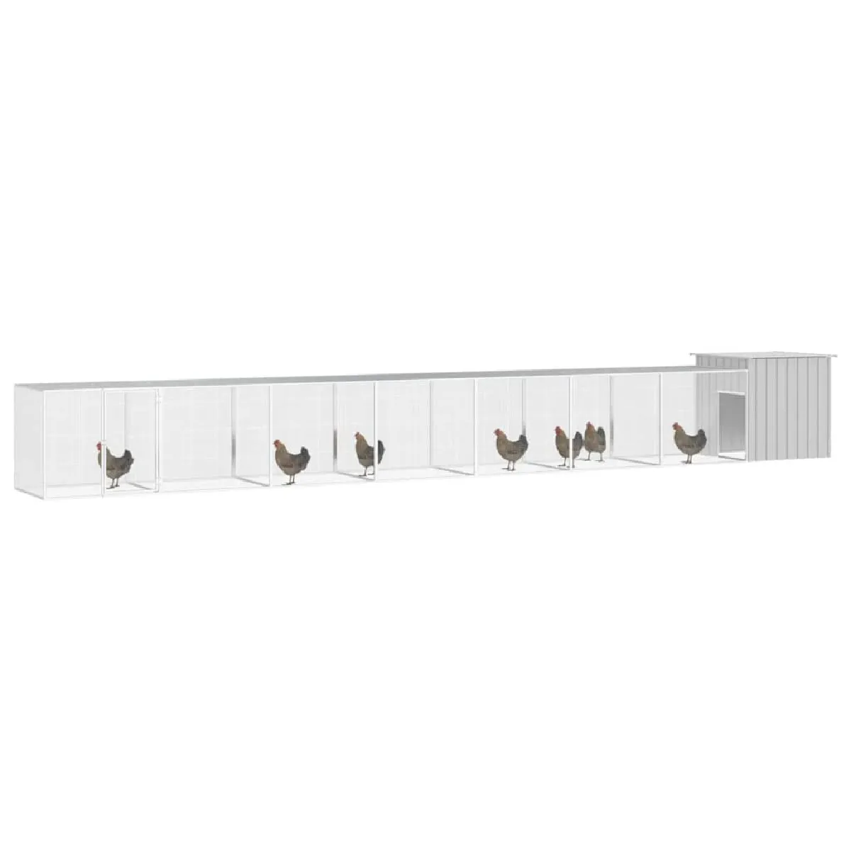 VidaXL Cage pour poules - Gris - 700x91x100 cm