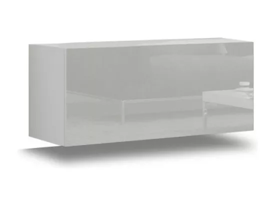 Ensemble de meubles de salon blanc suspendus collection CEPTO I 240cm, 8 portes, 6 étagères, leds.