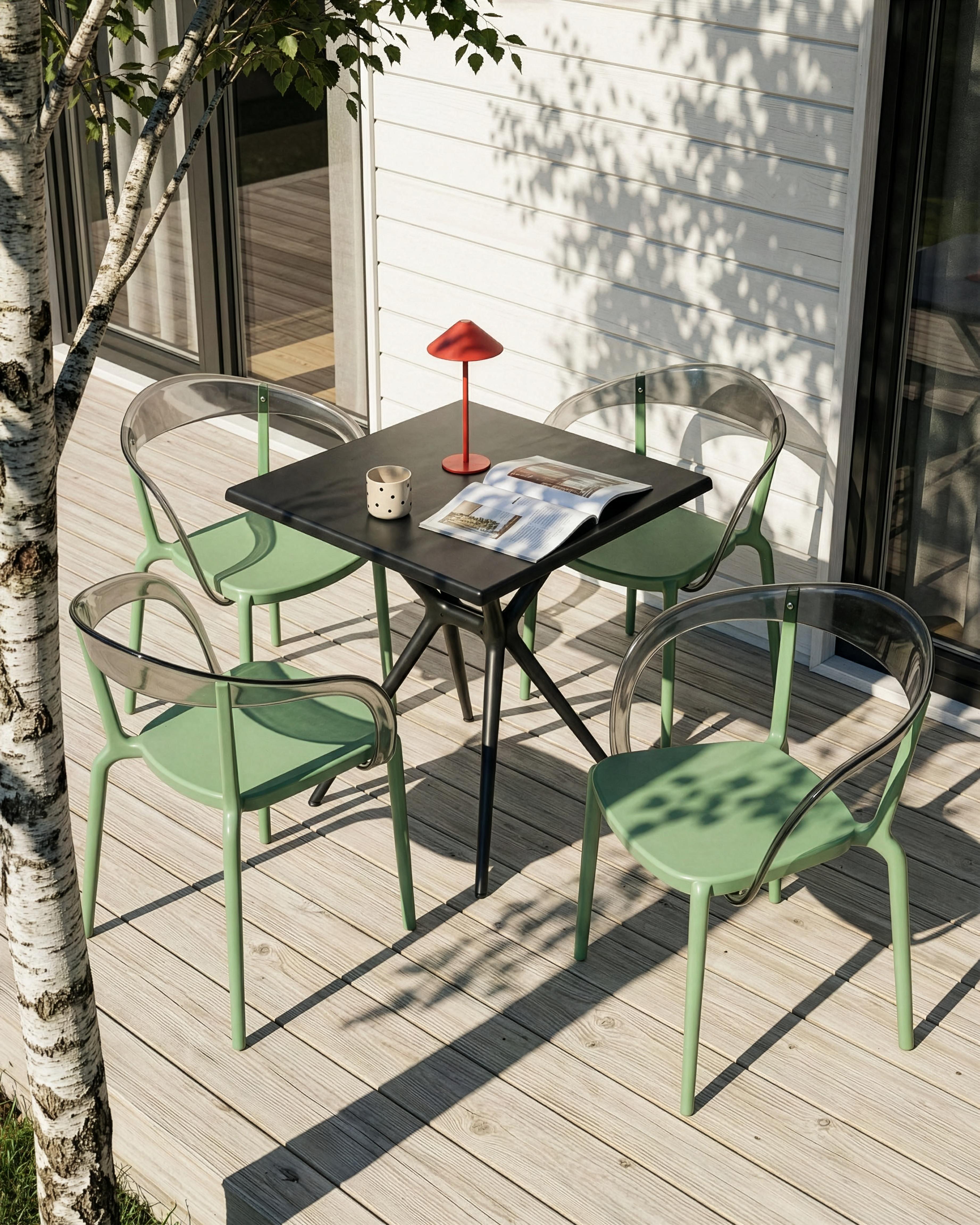 Set van 4 tuinstoelen MALEVIZI stapelbaar Groen