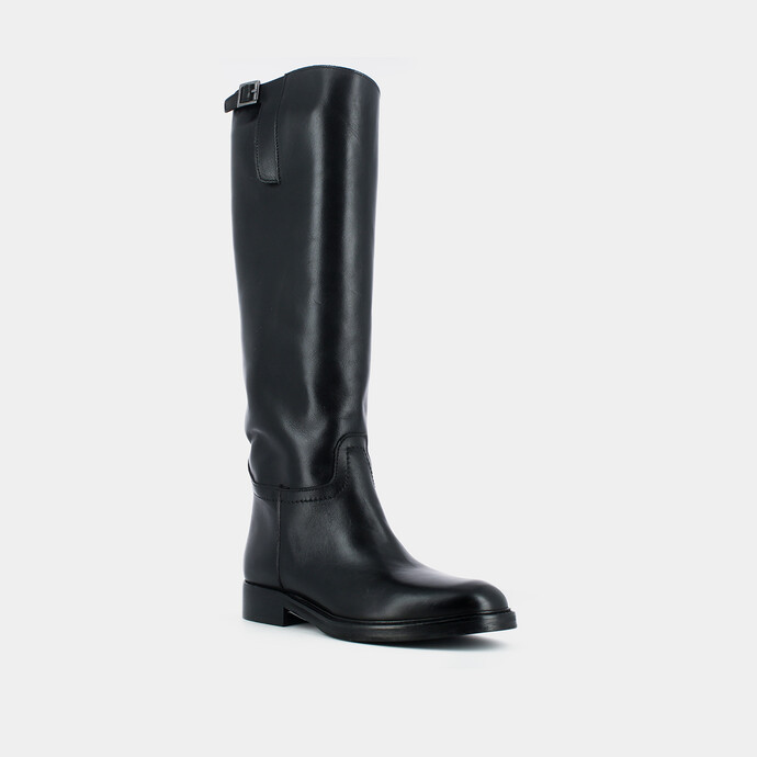 Bottes cavalières  en cuir noir