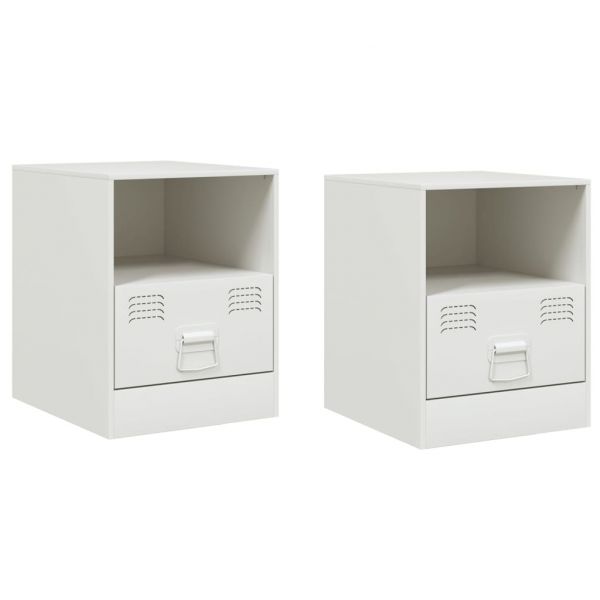 Mesa de Cabeceira 2 Peças 34,5x39x44 cm Aço Branco - 1099905965