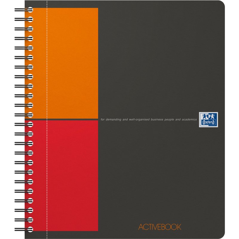 Cahier spirale Oxford International Activebook A5+ 17 x 22 cm - perforé 4 trous- petits carreaux - 160 pages