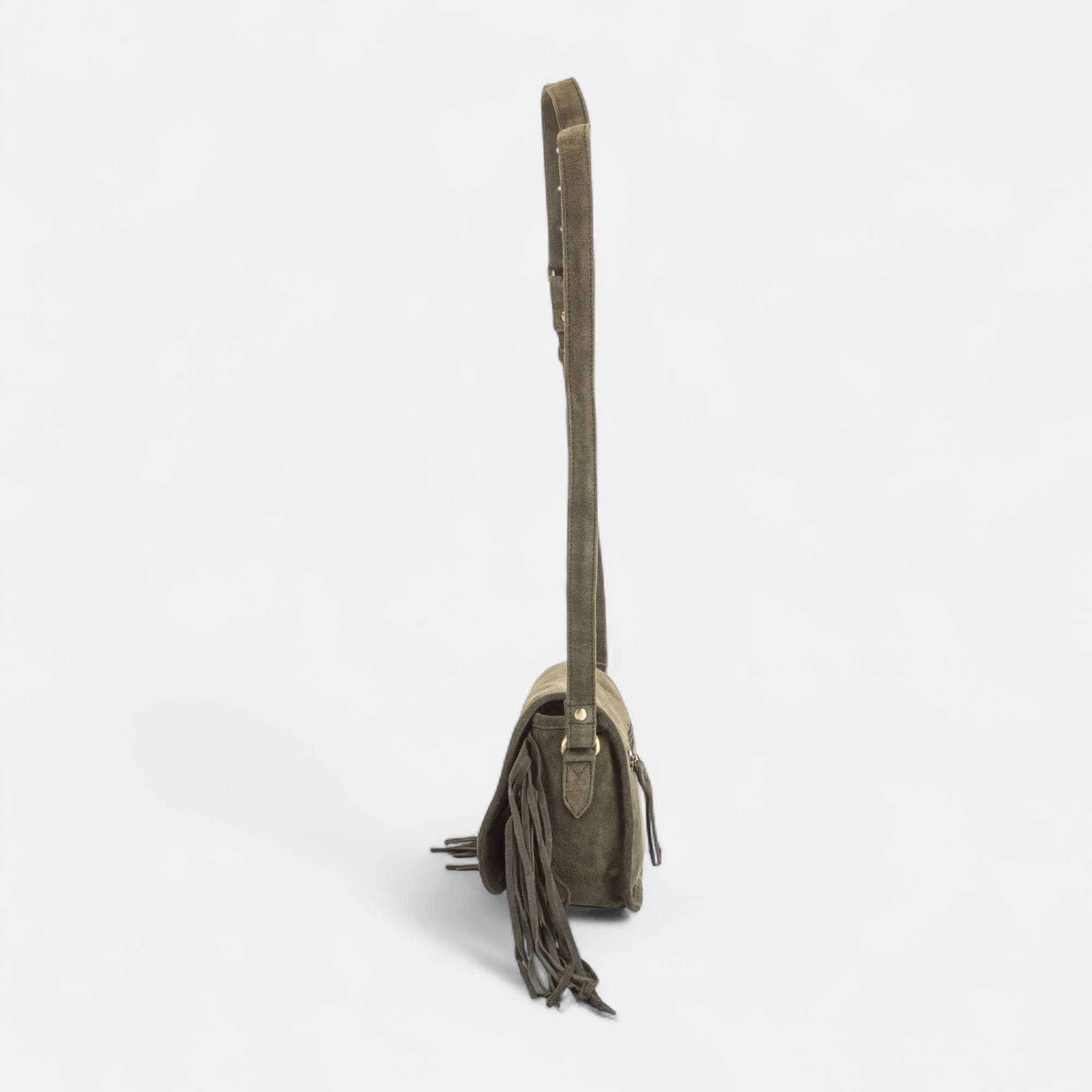Sac bandoulière en cuir kaki