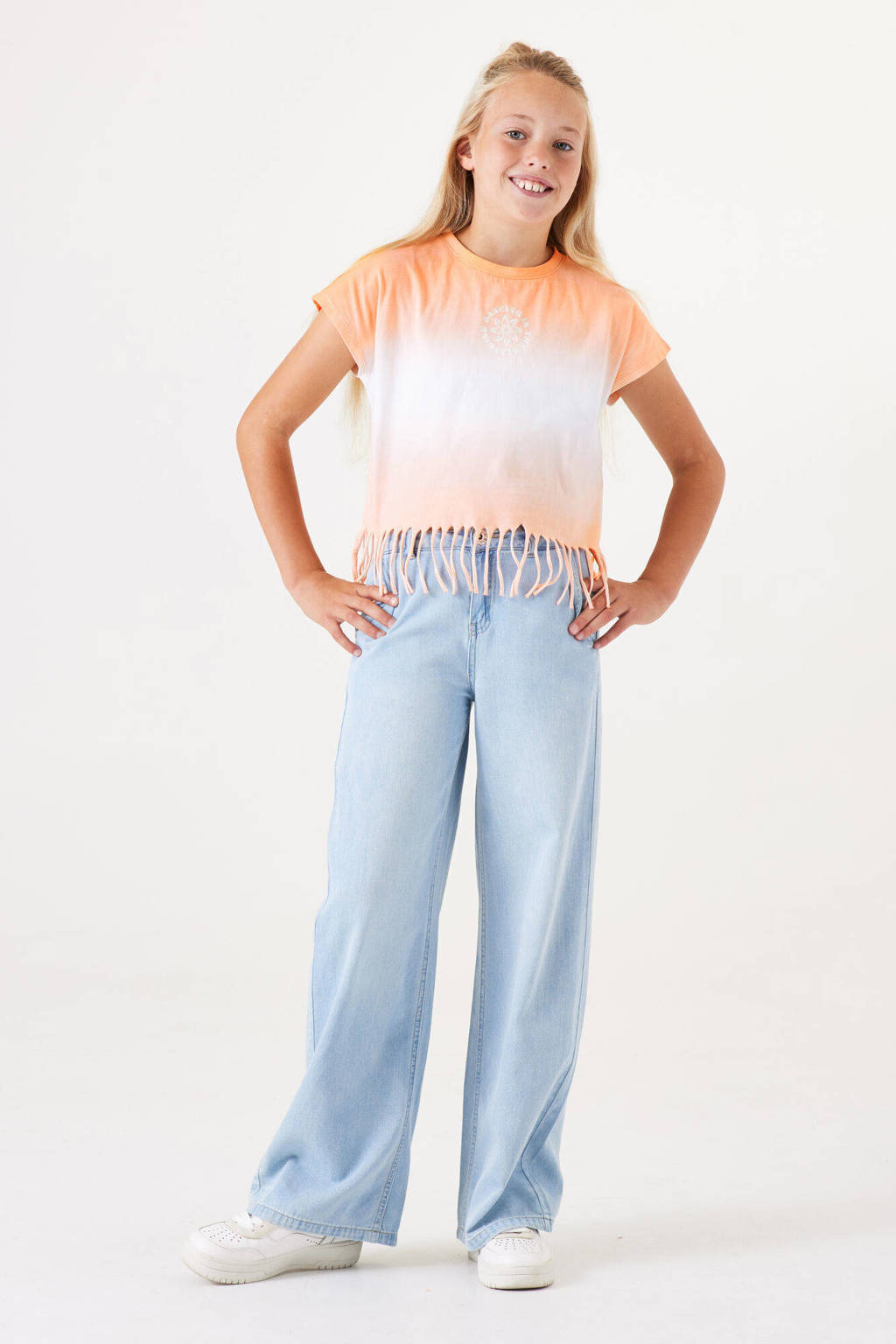 Garcia dip-dye T-shirt oranje/lichtblauw