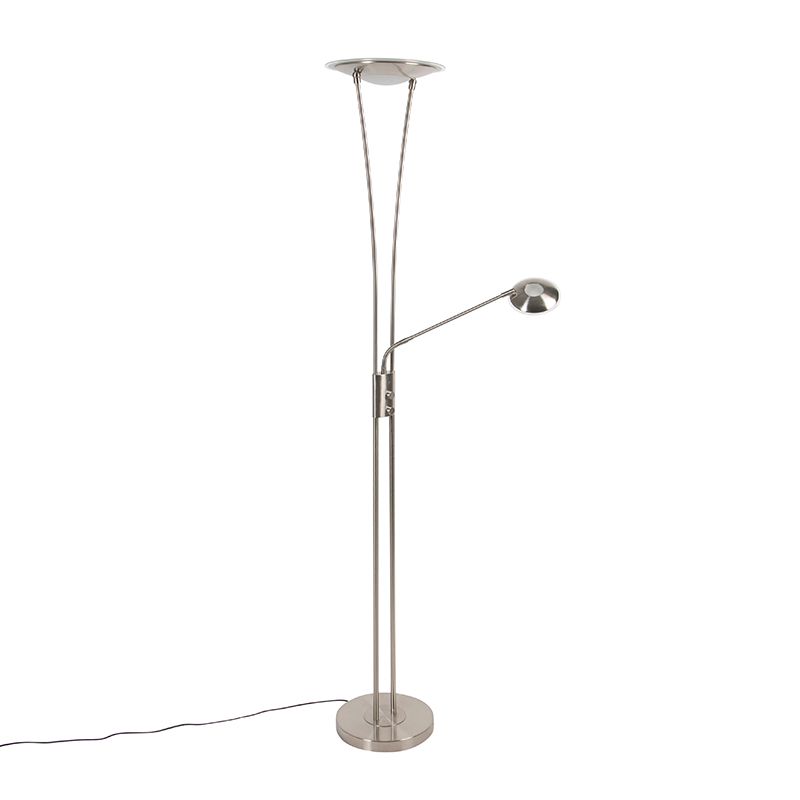 Moderne vloerlamp staal incl. LED met leesarm - Ibiza