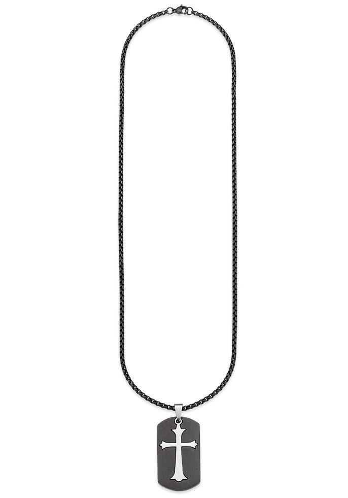 Bruno Banani Kette mit Anhänger »Schmuck Geschenk Halskette Kreuz Venezianerkette Silber Schwarz«