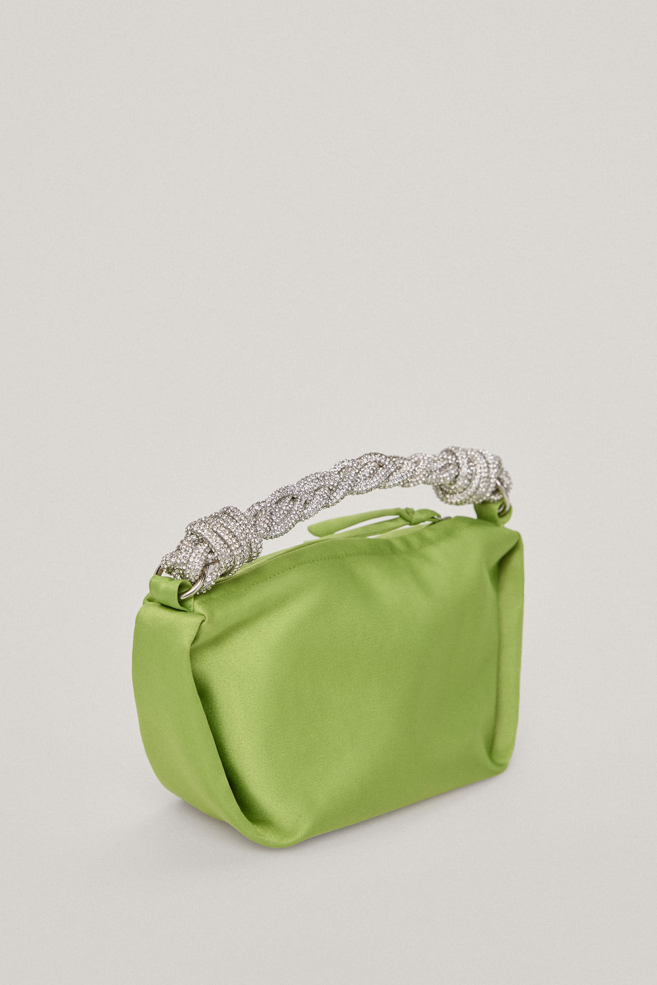 Bolsa Paloma.Mini de cetim com cristais - Verde