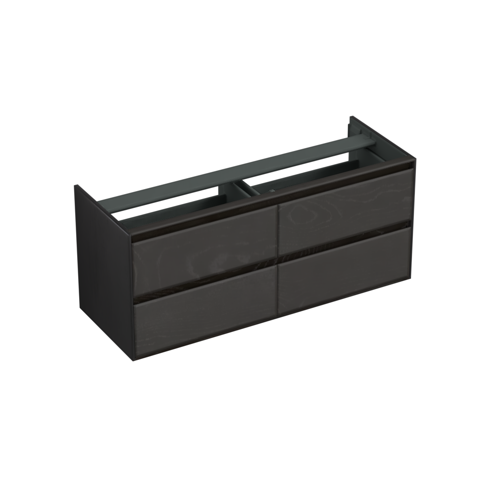 Forzalaqua Reno zwarte meubelset 140cm met marmeren wastafel, spiegel, zwarte afvoer en onderhoudsets
