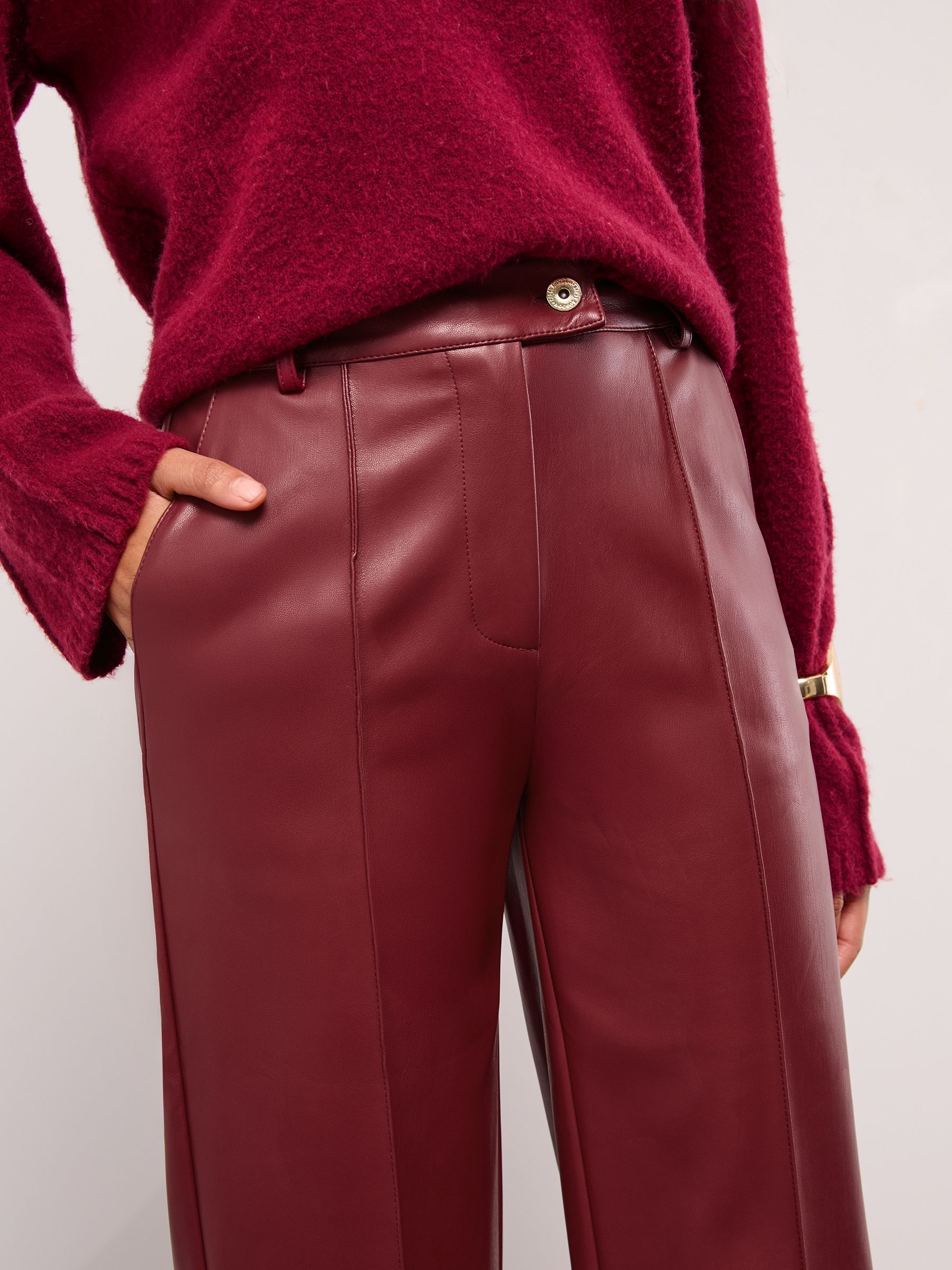 Red Faux Leather - Lipsy Pintuck Tailored Wide Leg Trousers