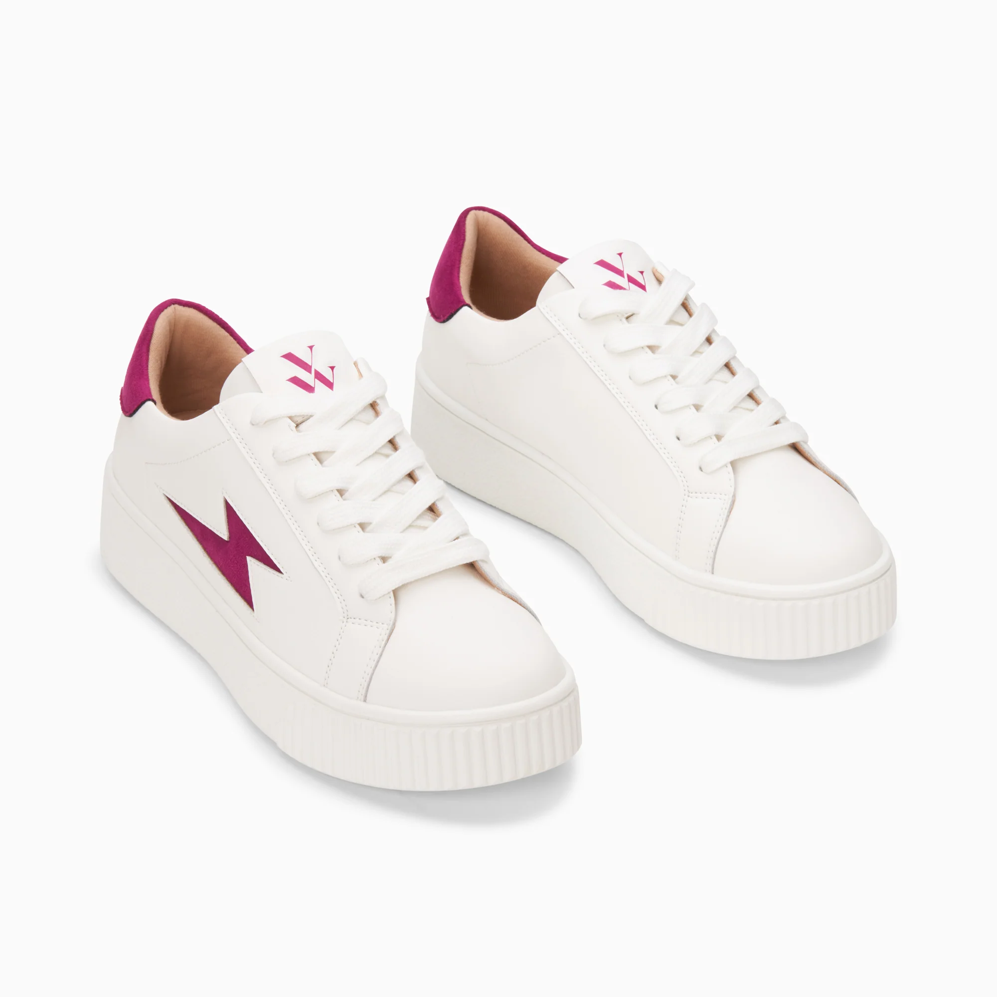 Sneakers-Baskets éclair Tiff blanc et magenta à lacets