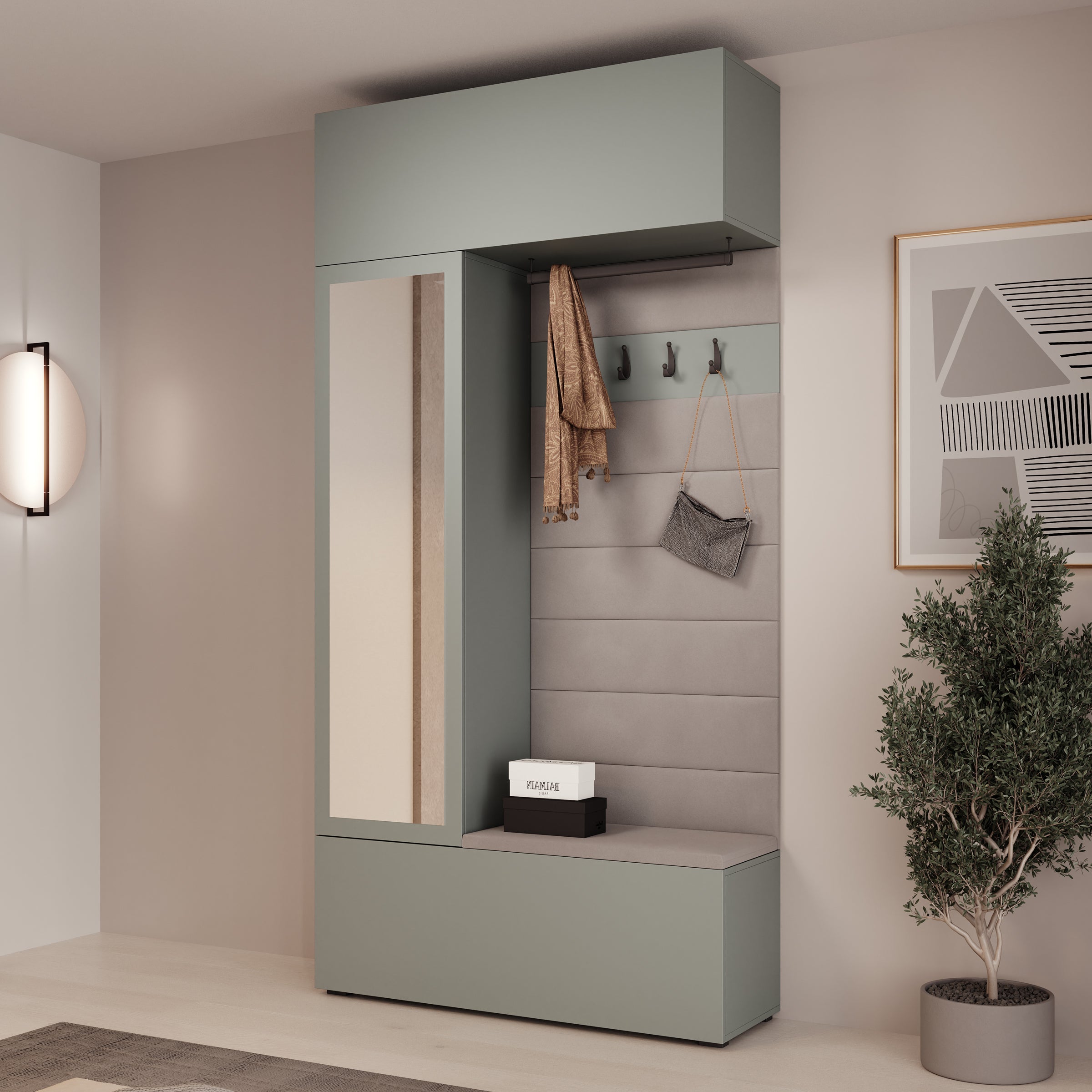 Telora - Halkast met deur - Groen - 115x38x232 cm