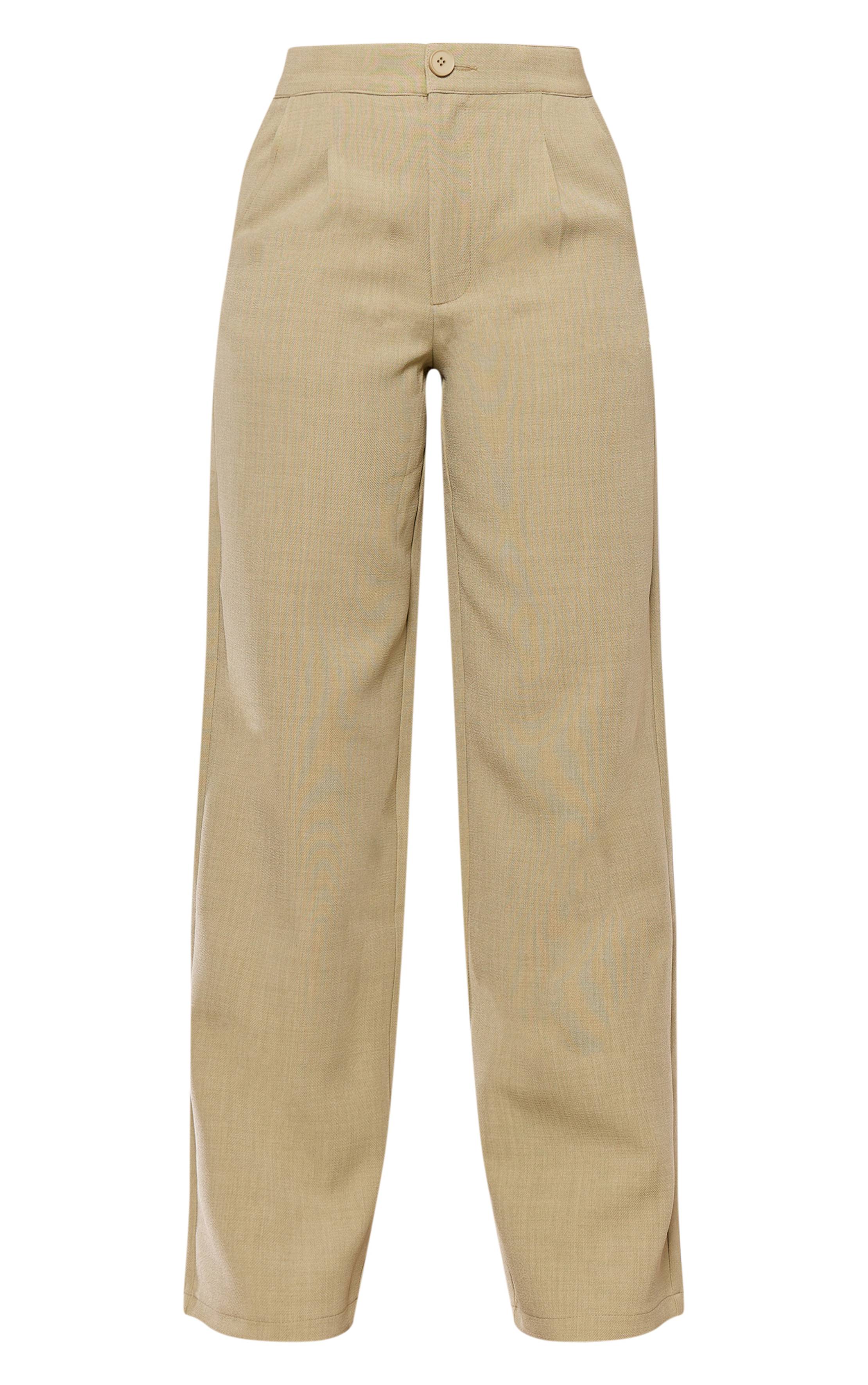 Vert Sauge Pantalon Large Tailleur Tissé Haut De Gamme Taille Haute