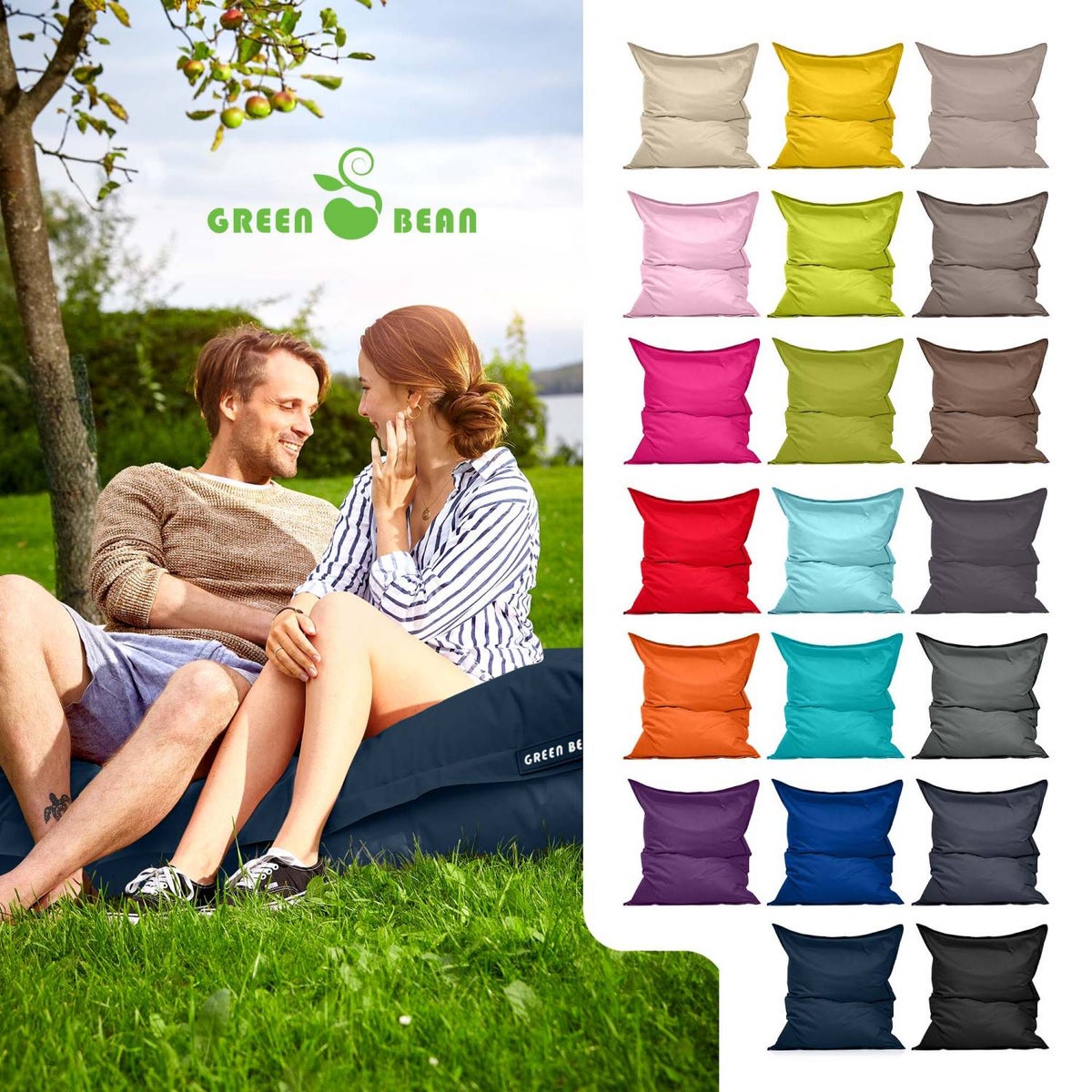 Green Bean Zitzak 120x160cm 270 liter Kinderen & Volwassenen Zitzak EPS Kralenvulling Reuze Zitzak Grote Buitenligstoel Wasbaar Weerbestendig Zitkussen Vloerkussen Donkerblauw