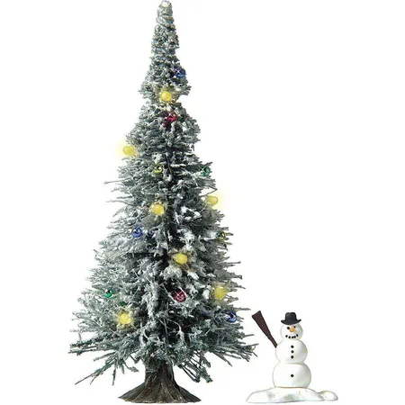 Busch Weihnachtsbaum mit 7 Kerzendioden, Christbaumkugeln und Schneemann