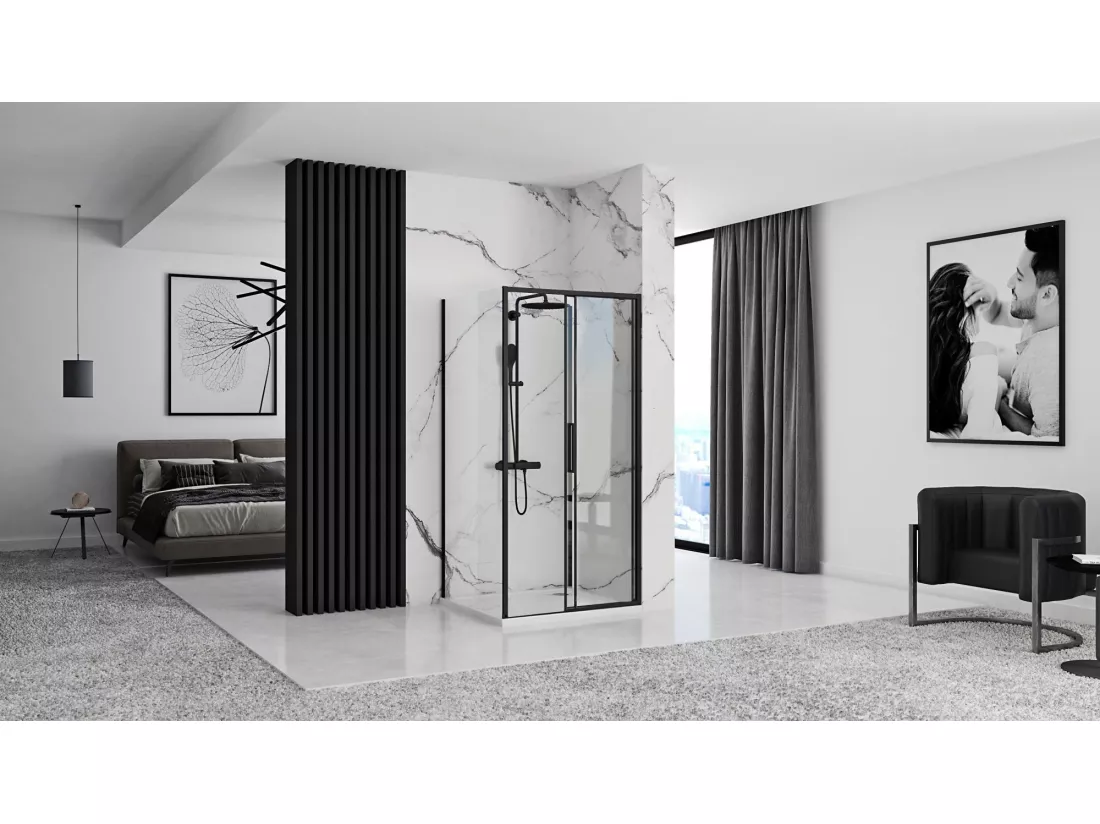 Cabine De Douche Rea Rapid Slide 160X80 Black