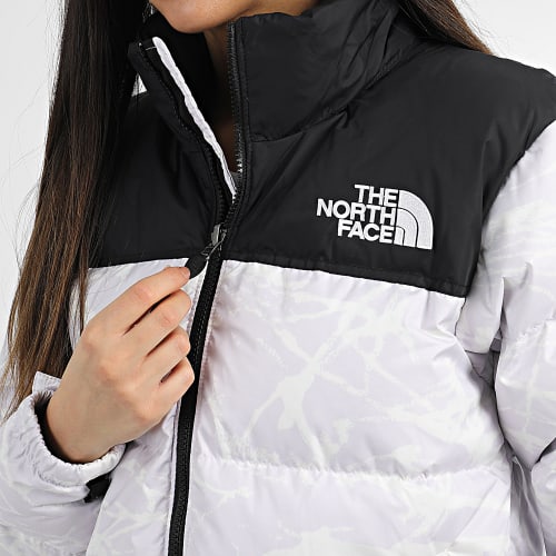 Doudoune Capuche Femme Print Nuptse A5IXK Lila