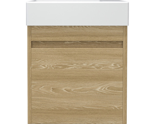 Badkamermeubelset basano Avellino BxHxD 45 x 54 x 28 cm, frontkleur houtlook, met keramische wastafel wit