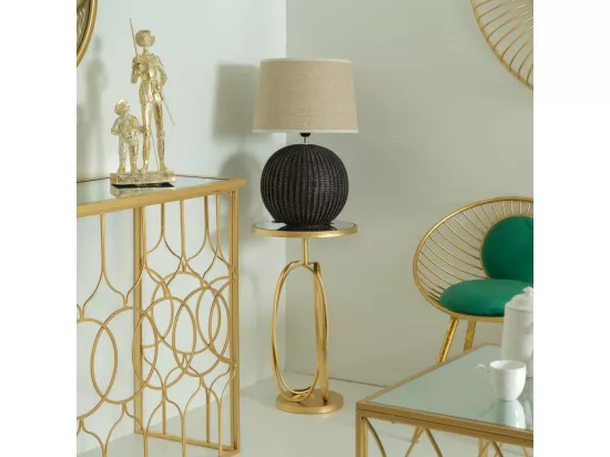 Table d'appoint en métal doré avec surface en verre d35.5x61h