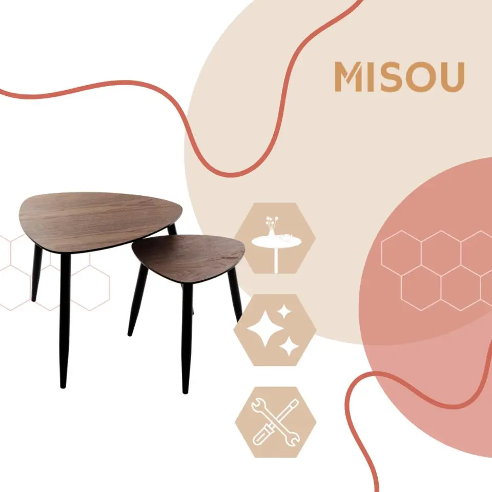 MISOU Bijzettafel Set van 2 - Bruin