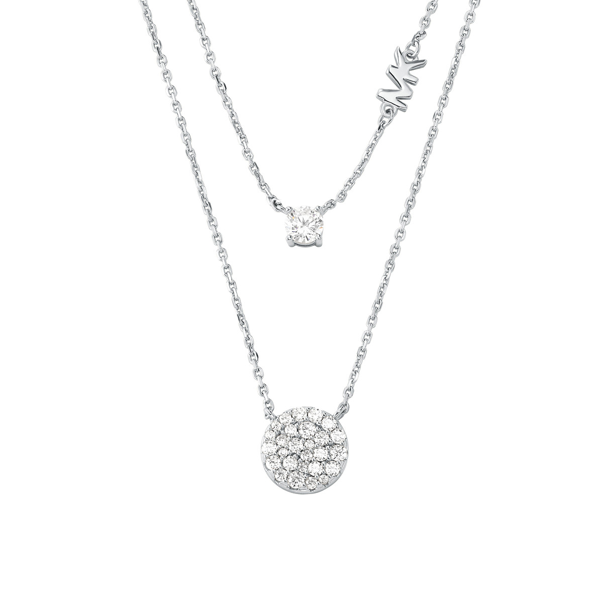 Collier MICHAEL KORS double rang argent 925 rhodié zirconias 45 cm