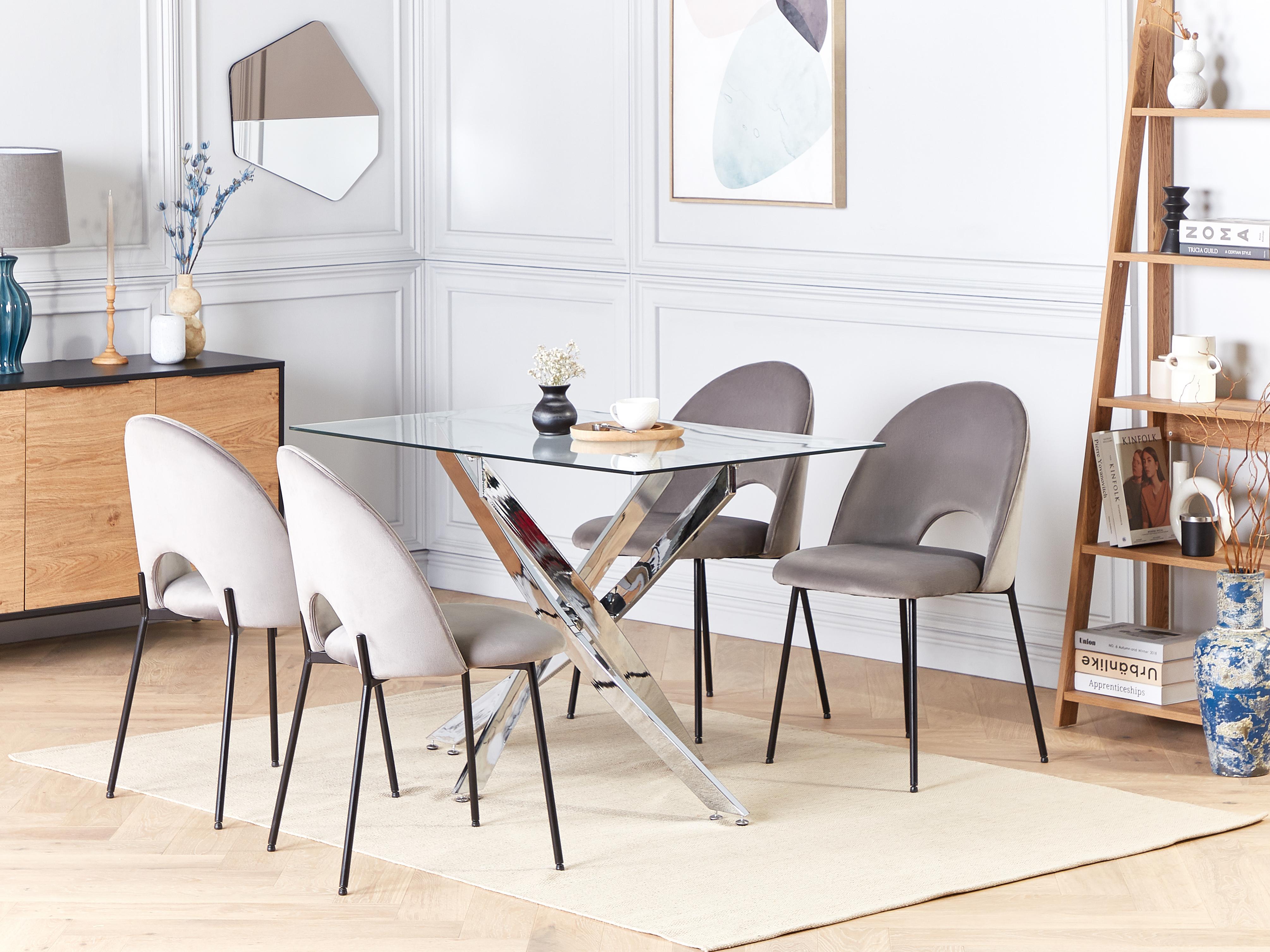 Eettafel MARAMO Zilver 70 cm Veiligheidsglas 120 cm