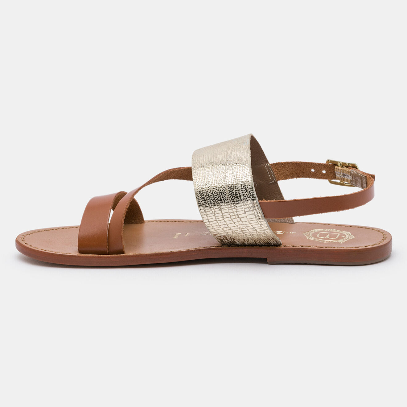 Les Bagatelles Sandales en Cuir Fabiana camel/doré/marron