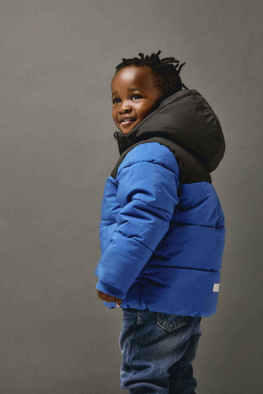 NAME IT gewatteerde winterjas NMMMORNING hardblauw/zwart