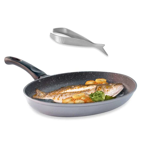 Lot Poêle à poisson Dur comme la pierre 34 cm et Pince à arêtes forme