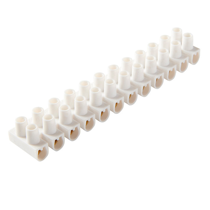 12 barettes de connexion Diall 2 entrées 10 mm² / 16 A blanc