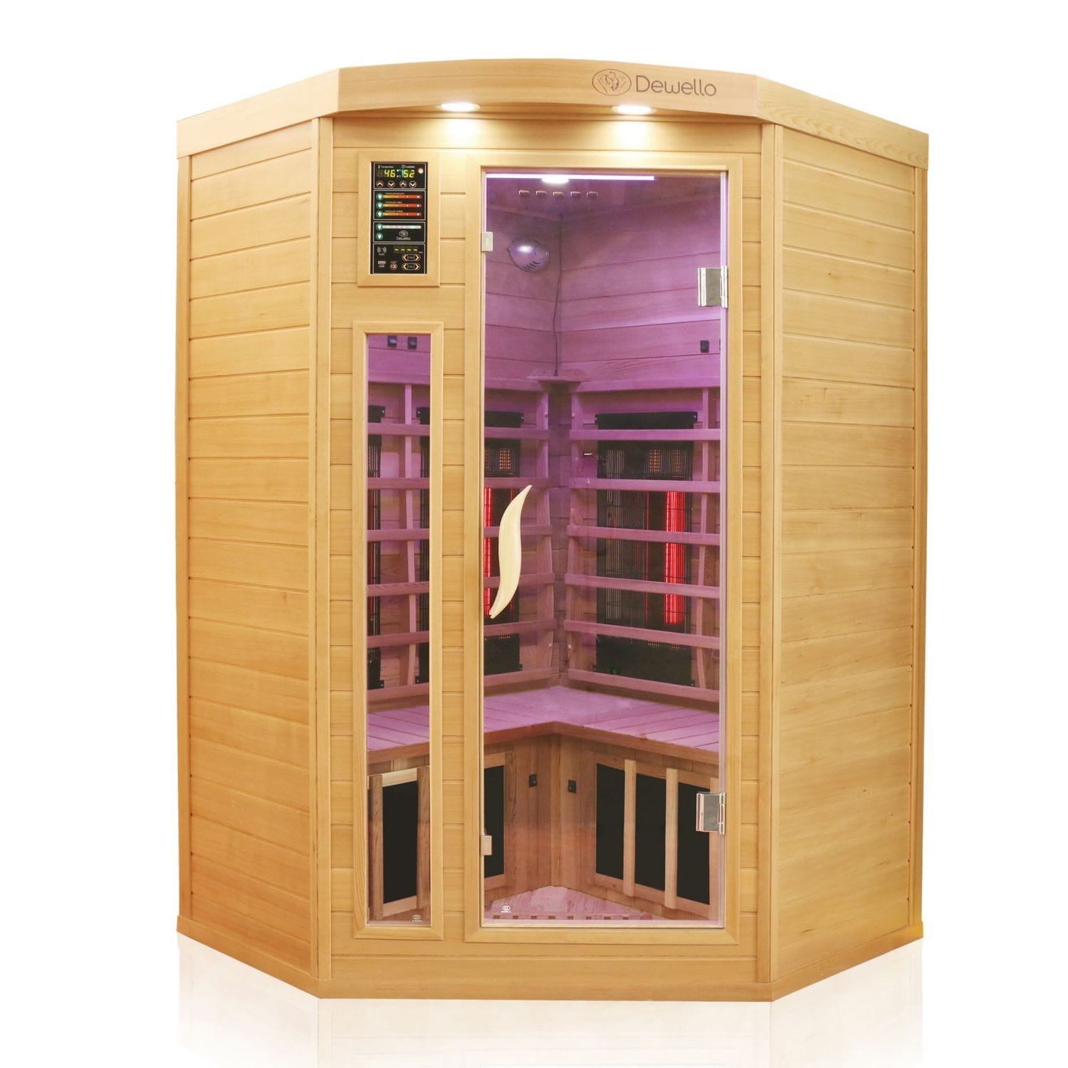 Dewello® Infrarotkabine Infrarotsauna LAKEFIELD PRO Hemlock-Zeder 120cm x 120cm inkl. Vollspektrumstrahler, Bodenstrahler
