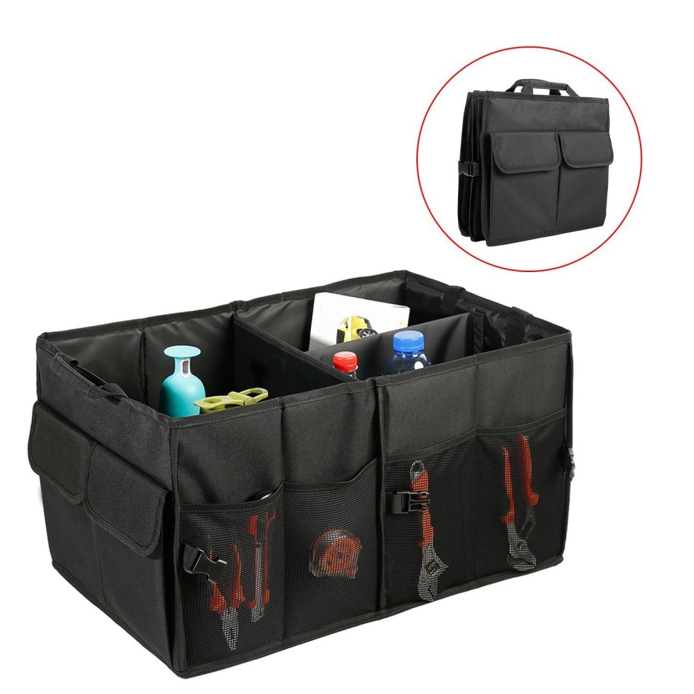 (56x40cm) Auto Kofferraumbox Organizer Tasche mit Tragegriffe - Schwarz