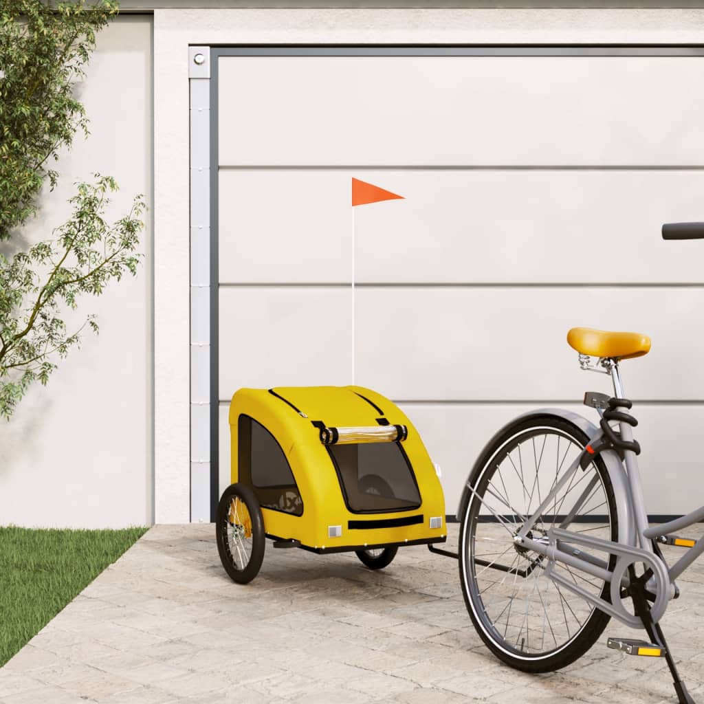 vidaXL Pet Bike Trailer Iron Oxford Cloth Yellow