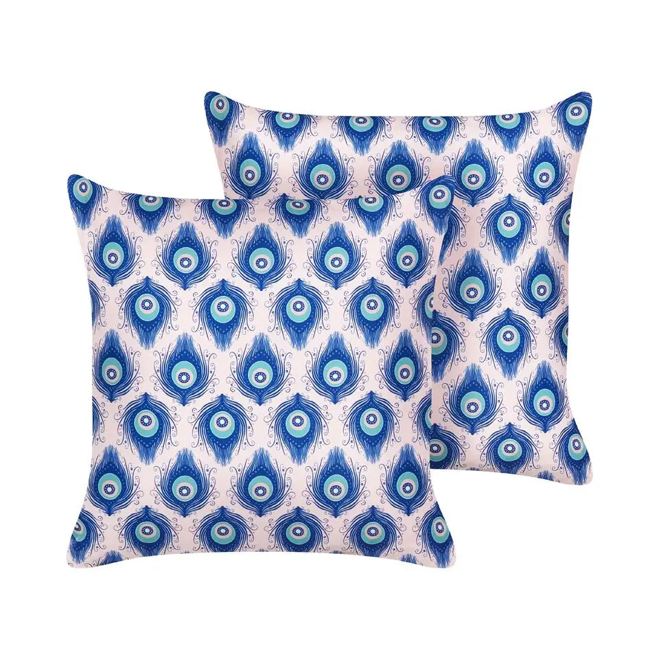 CERIANA - Tuinkussen set van 2 - Blauw/Roze - 45 x 45 cm - Polyester