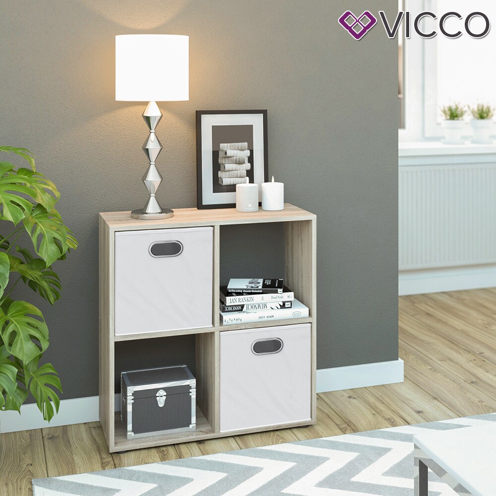 VICCO Raumteiler TETRA 4 Fächer Eiche Sonoma Bücherregal Würfelregal Standregal