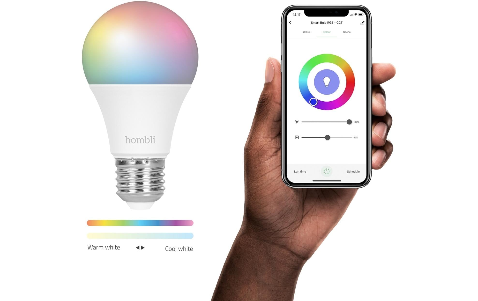 Hombli LED-Leuchtmittel »Smart Bulb, E27, 9W, RGB + CCT, 1+1 Pack« E27 2 Stk. Farbwechsler | Kaltweiss | Neutralweiss | Tageslichtweiss | Warmweiss