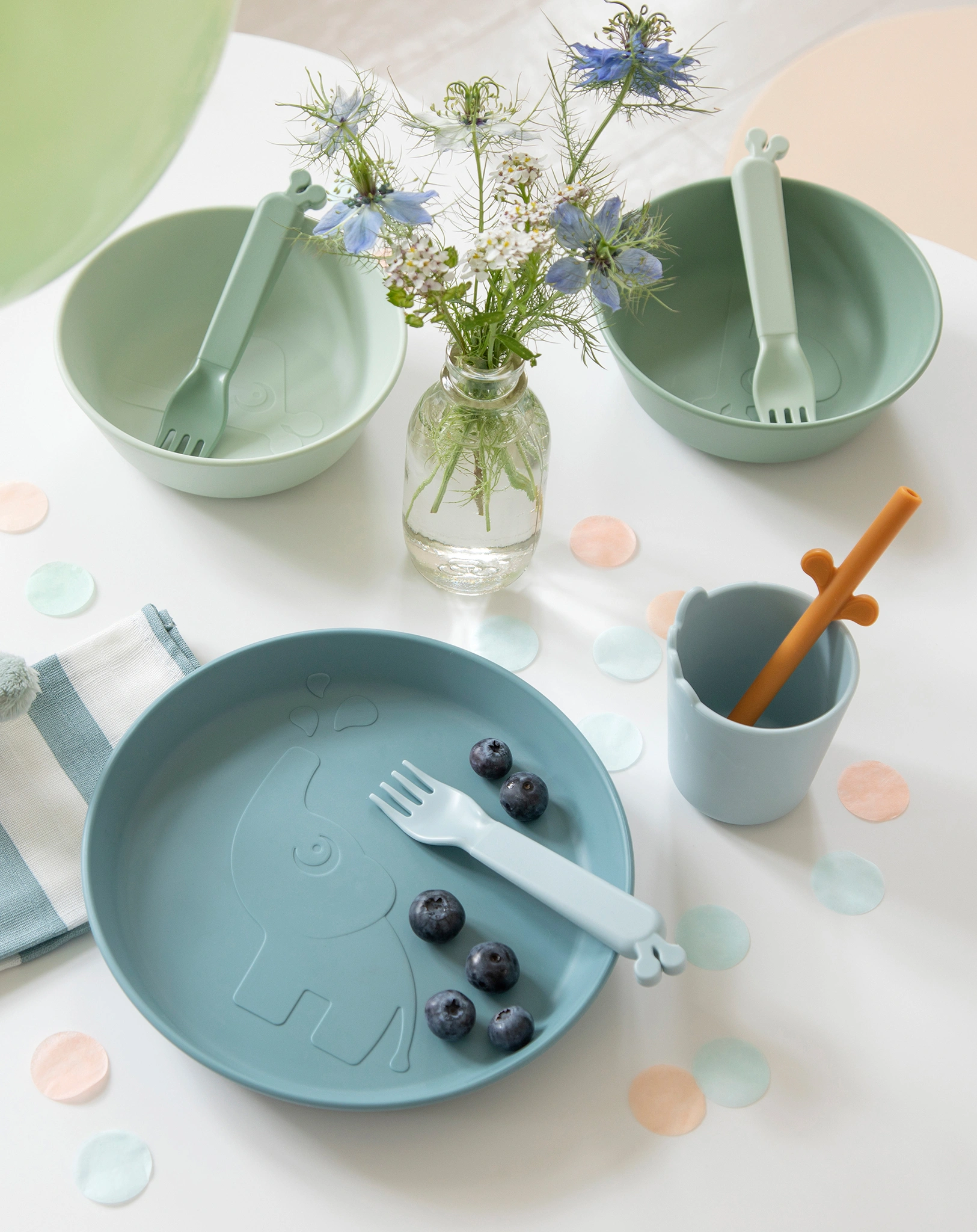 Kunststoff-Teller KIDDISH - ELPHEE 2er Pack in blau